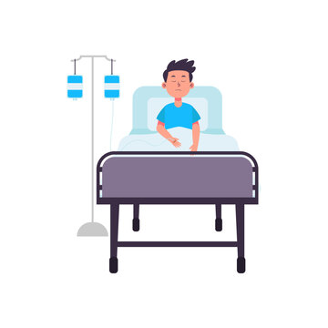 patient sickness laying at the bed flat illustration at hospital clinic healthcare medical