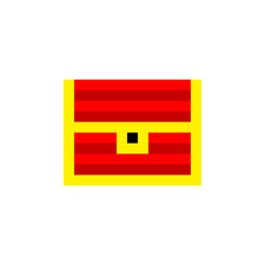 ドットで描かれた赤い宝箱のゲームイラスト