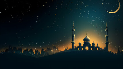 Fototapeta na wymiar Glowing background for muslim feast in holy month of Ramadan Kareem