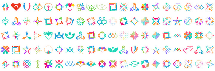 set of Community logo icon Symbol of teamwork