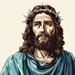 Illustration of Jesus Christ with Crown of Thorns

