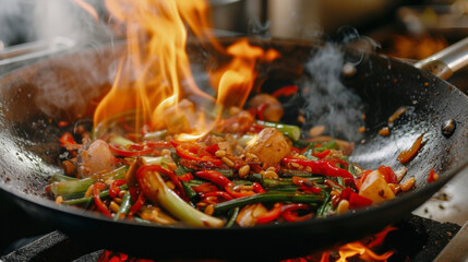 As the wok crackles and pops a y symphony of fiery reds and greens come to life in this sizzling...