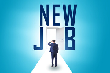 Employment concept with road leading to door