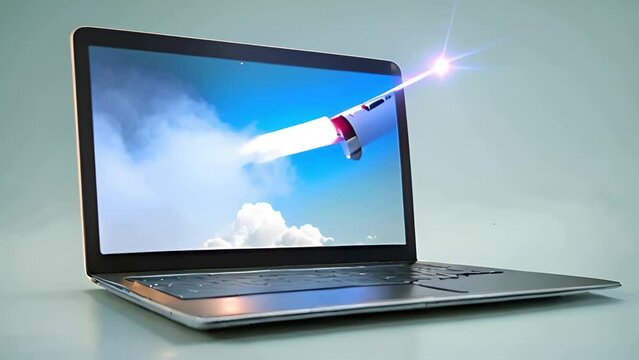 Laptop With a Rocket on the Screen Generative AI
