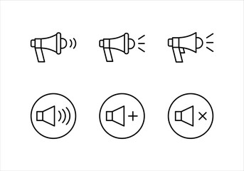 Set of loudspeaker icons, volume icon vector, loudspeaker icon vector, volume sound flat vector, for video apps and websites.