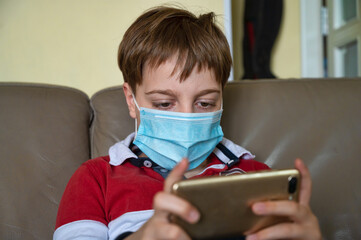 Boy with mask at home