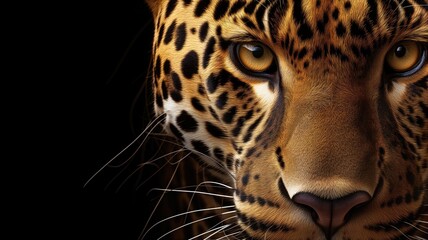 Close-up of a jaguar face with intense eyes and striking fur pattern