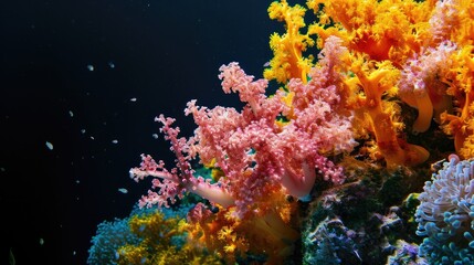 Coral Reefs in the solid black background