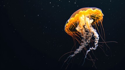 Pacific Sea Nettle in the solid black background