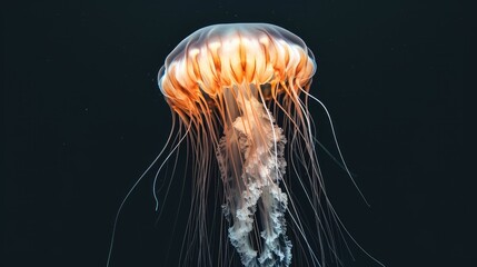 Lion's Mane Jellyfish in the solid black background