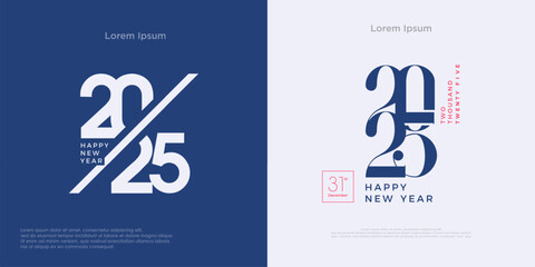Happy New Year 2025 Vector Design. Unique and modern concept with mutual cooperation with each other. Premium design for greetings, banners, posters, calendar or social media post. - obrazy, fototapety, plakaty