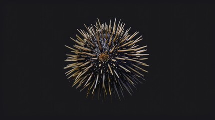 Sea Urchin in the solid black background