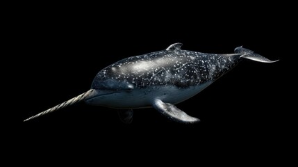 Narwhal in the solid black background