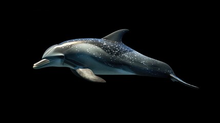 Fototapeta premium Atlantic Spotted Dolphin in the solid black background