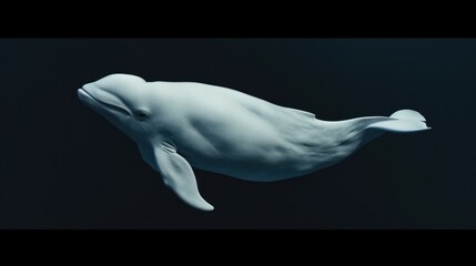 Beluga Whale in the solid black background