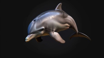 Obraz premium Bottlenose Dolphin in the solid black background
