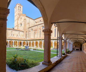 VICENZA, ITALY - NOVEMBER 5, 2023: The atrium of church Chiesa di San Lorenzo.