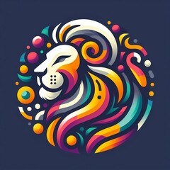 vector illustration art vector lion logo colorful vector illustration design with copy space on grey background  created with generative ai