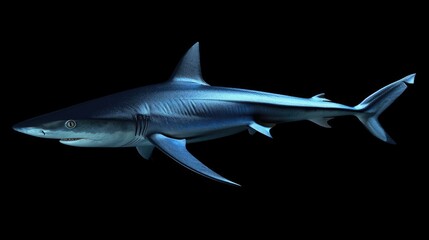 Fototapeta premium Blue Shark in the solid black background