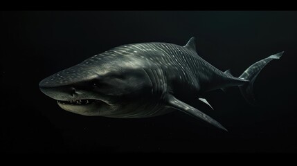 Megamouth Shark in the solid black background