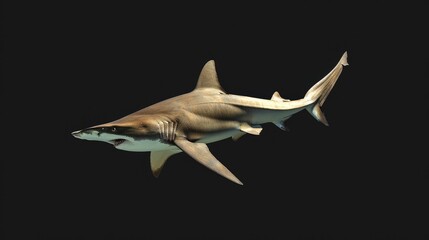 Fototapeta premium Hammerhead Shark in the solid black background
