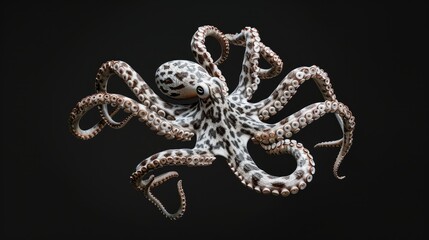 Mimic Octopus in the solid black background