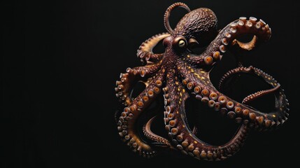 Obraz premium Octopus in the solid black background