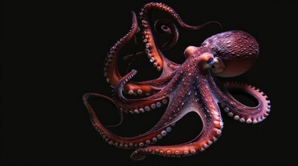 Obraz premium Octopus in the solid black background