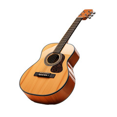 Acoustic guitar on transparent background.