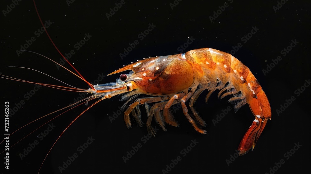 Wall mural Shrimp in the solid black background - Wall murals