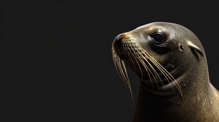 Fototapeta premium Seal in the solid black background