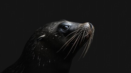 Seal in the solid black background