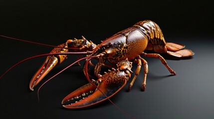 European Lobster in the solid black background