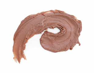 Smear of tasty nut butter isolated on white, top view