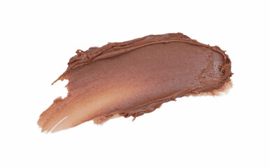 Smear of tasty nut butter isolated on white, top view