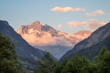 The alps peak in sunset light - Switzerland 