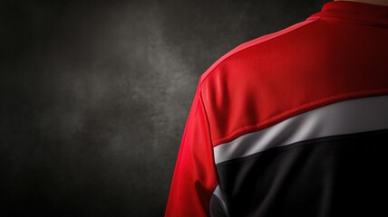 Close-up of a red and black sports jersey texture - obrazy, fototapety, plakaty