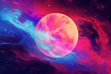 Moon colorful detailed. Full super sphere. Generate Ai