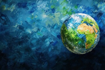 Obraz na płótnie Canvas earth day, rendered in impressionism style, copy space - generative ai