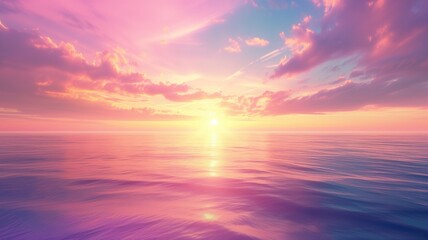 Naklejka na ściany i meble Serene ocean sunset with pastel skies