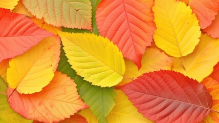 Obraz premium Brightly colored leaves arranged in a vibrant pattern