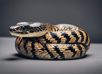 Obraz premium Close-up of eastern rat snake on gray background