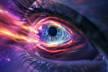Human Cyborg AI Eye Combination glaucoma eye drop. Eye nebula optic nerve lens outer retinal function color vision. Visionary iris Cycloplegic eye drop sight interpretation eyelashes