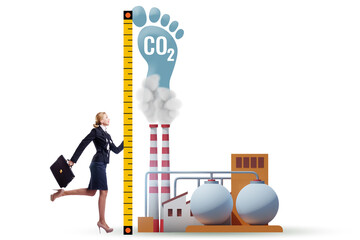 Carbon footprint concept with pollution
