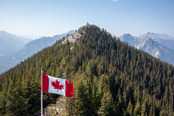 Canada flag in the mountains