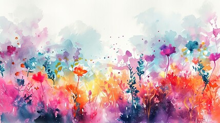Landscape architect plan design. Watercolor hand painted with brushes. Colorful splashes in the paper. It is wet texture background for creative wallpaper, floral card and artwork