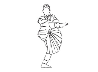Indian Tamil Dancer Single Line Drawing Ai, EPS, SVG, PNG, JPG zip file