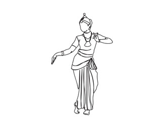 Indian Tamil Dancer Single Line Drawing Ai, EPS, SVG, PNG, JPG zip file