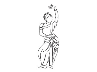 Indian Tamil Dancer Single Line Drawing Ai, EPS, SVG, PNG, JPG zip file