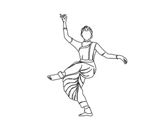 Indian Tamil Dancer Single Line Drawing Ai, EPS, SVG, PNG, JPG zip file